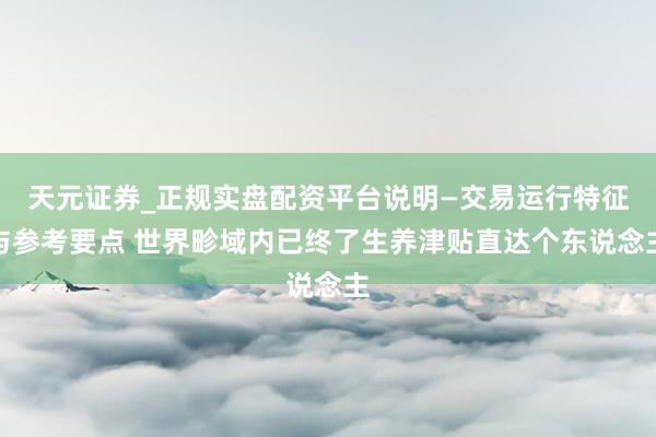 天元证券_正规实盘配资平台说明—交易运行特征与参考要点 世界畛域内已终了生养津贴直达个东说念主